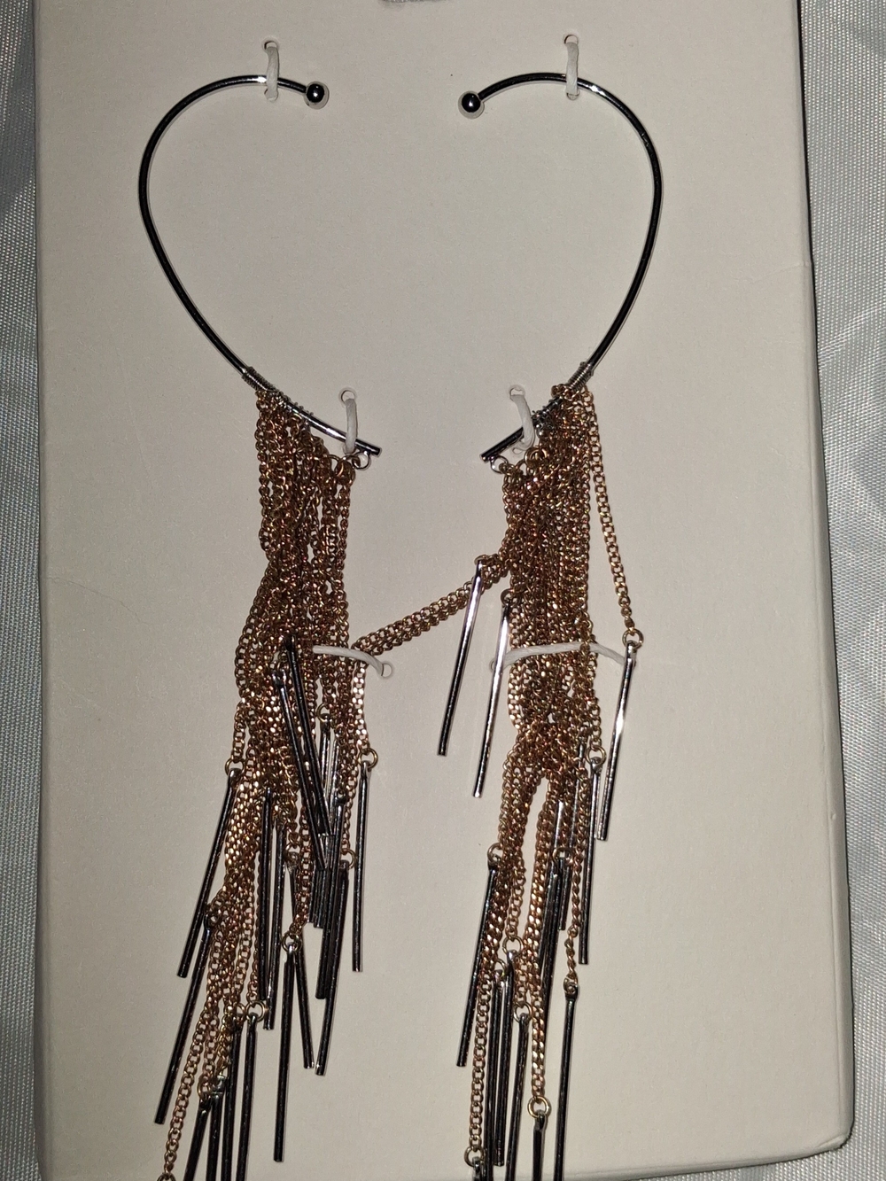 Zara Rose Gold Chain Fringe Hoop Earrings